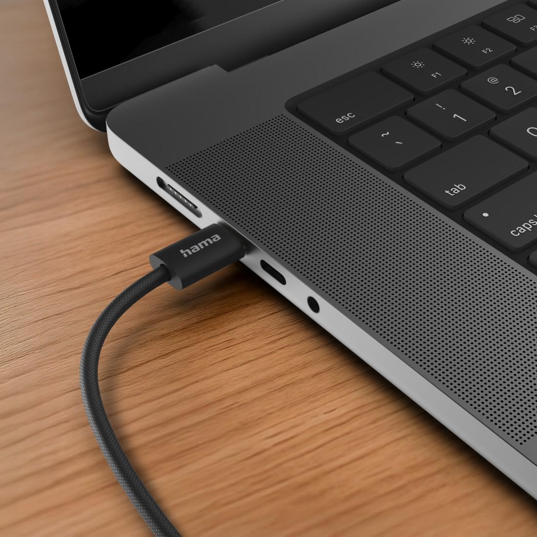 HAMA Кабель для зарядки "Fabric", USB-C - USB-C, 1 m, Нейлон, чорний