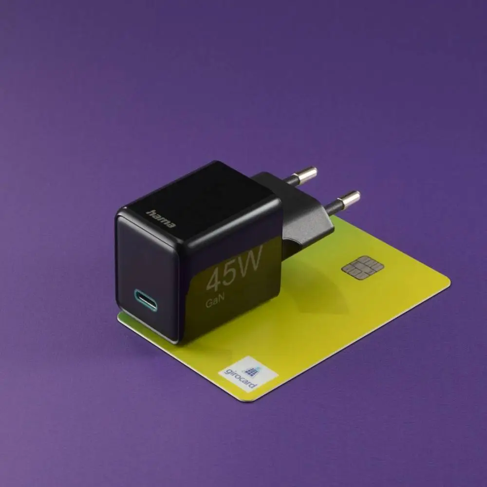 HAMA Бързо мини зарядно GaN, USB-C, PD, 45 W, черно