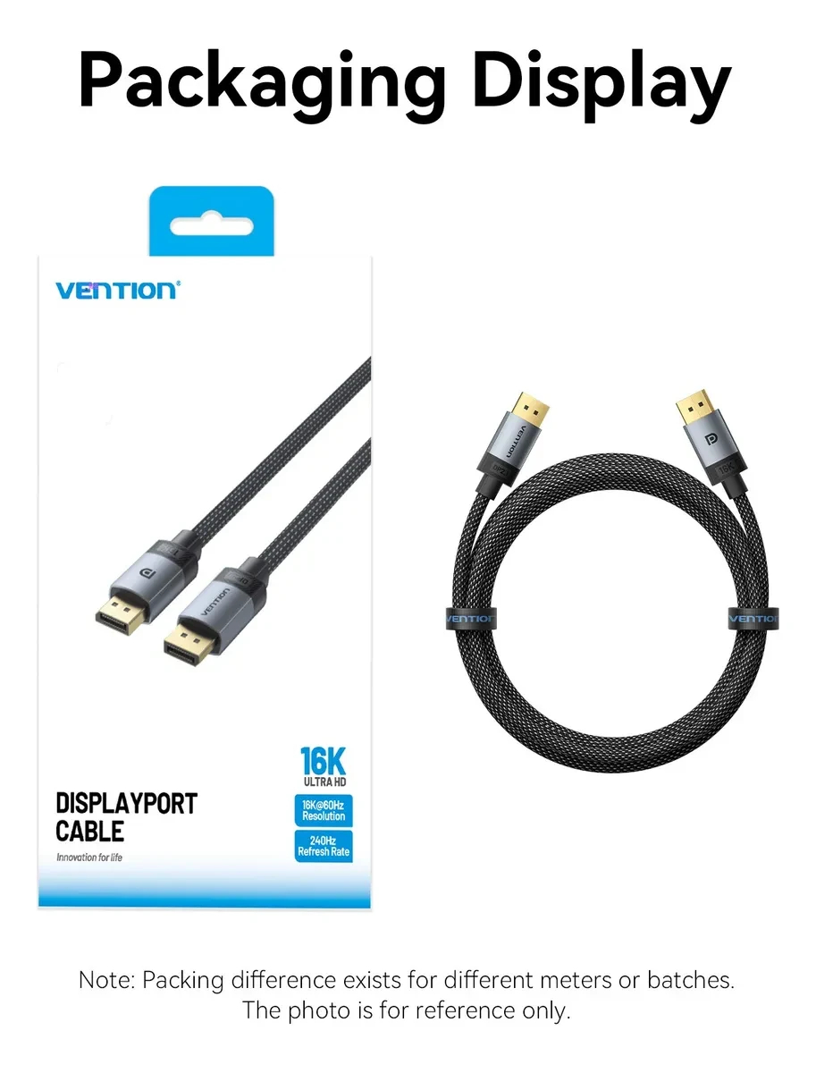 Vention Кабел Cable - Display Port v2.1 DP M / M Black 16K@60Hz, 3M - HGBHI
