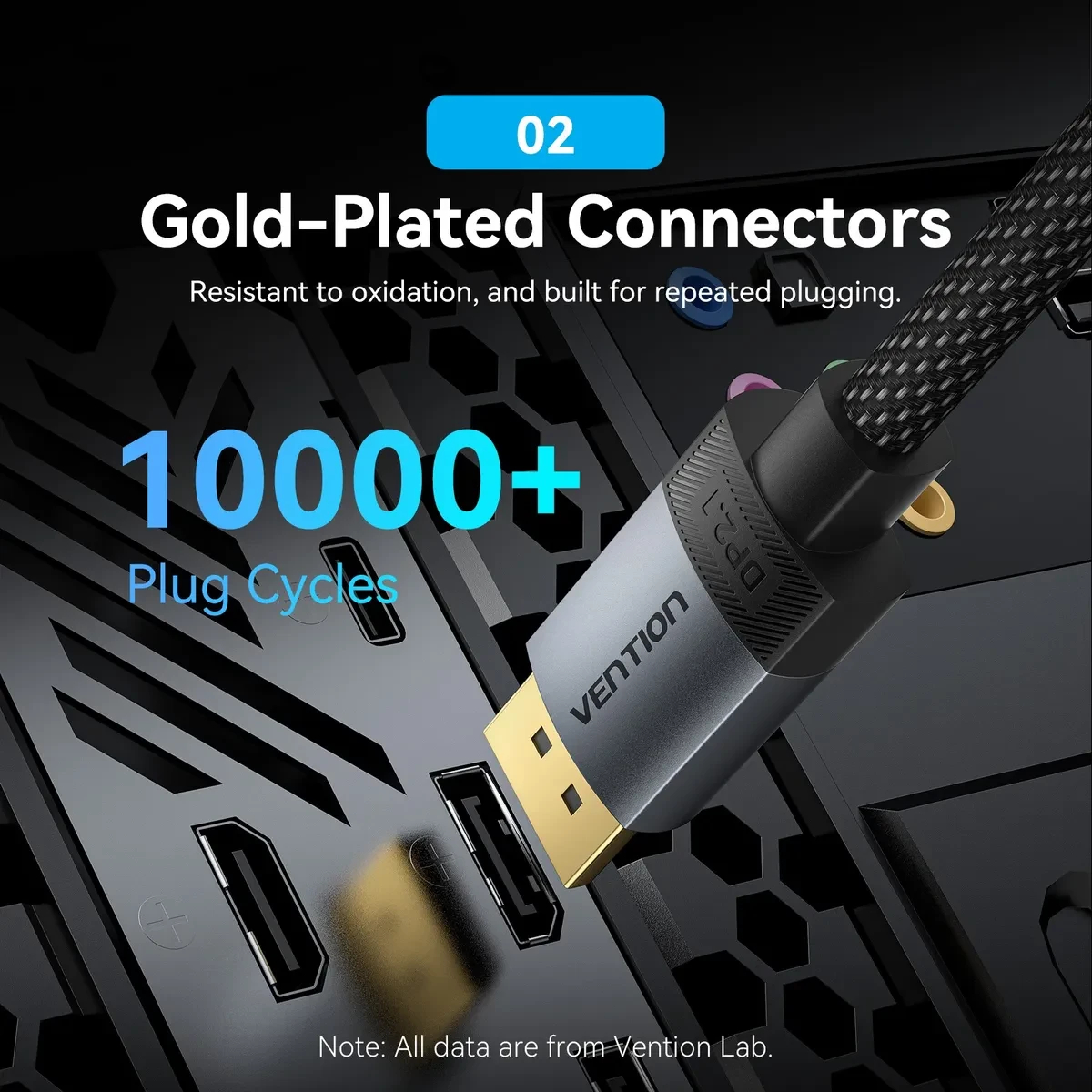 Vention Кабел Cable - Display Port v2.1 DP M / M Black 16K@60Hz, 2M - HGBHH
