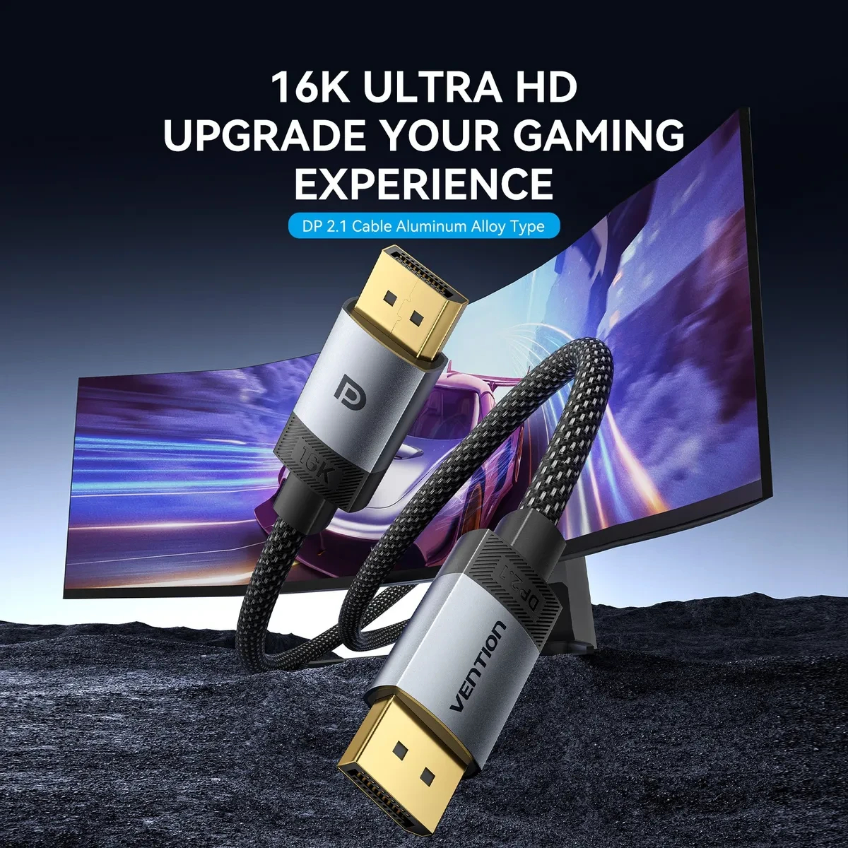 Vention Кабел Cable - Display Port v2.1 DP M / M Black 16K@60Hz, 1M - HGBHF