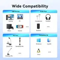 Vention външна звукова карта USB Sound card 2-Port 0.25M Gray - CVHHC