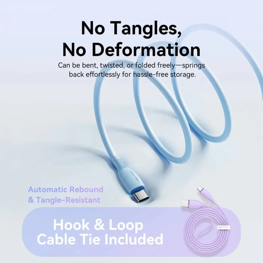 Vention Кабел USB 2.0 A Male to C Male 3A 0.25M Black - CTWBC