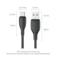 Vention Кабел USB 2.0 A Male to C Male 3A 0.25M Black - CTWBC