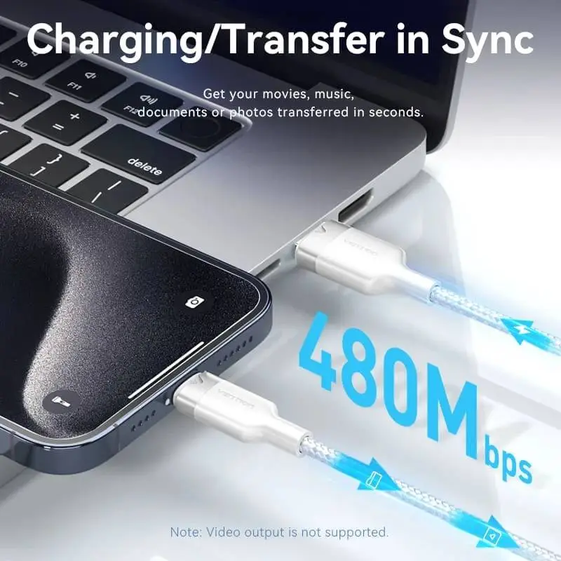Vention Câble USB 2.0 A Male to C Male 1.0M Black 6A Fast Charge - CTOBF
