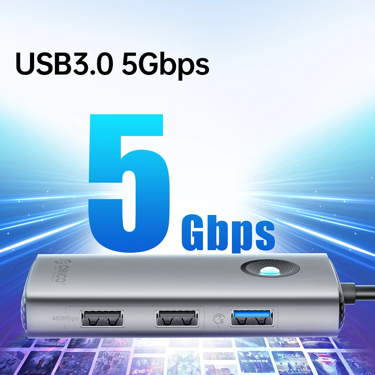 Orico докинг станция Docking Station Type-C - PW11-6PR-GY-EP - HDMI x 1, USB-C x 1, USB3.0 x 3, USB-C PD100W x 1, LAN x 1 (1Gbps)