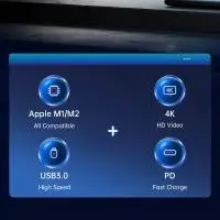 Orico докинг станция Docking Station Type-C - PW11-6PCR-GY-EP - HDMI x 1, USB-C x 1, USB3.0 x 2, USB-C PD100W x 1, LAN x 1 (1Gbps)
