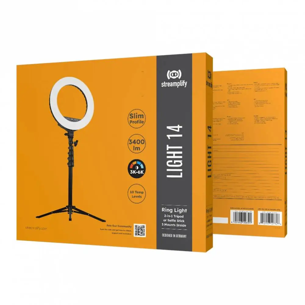Streamplify стрийминг осветление Streaming LIGHT 14 - 2-in-1 Tripod or Selfie Stick - SPIR-LZ14222.11