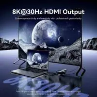 Vention докинг станция Docking Station Type-C - TQZHB - 8K, LED Display - HDMI, USB 3.0 x 2, USB-C 3.2 Gen 1, PD100W,  LAN (1Gbps)