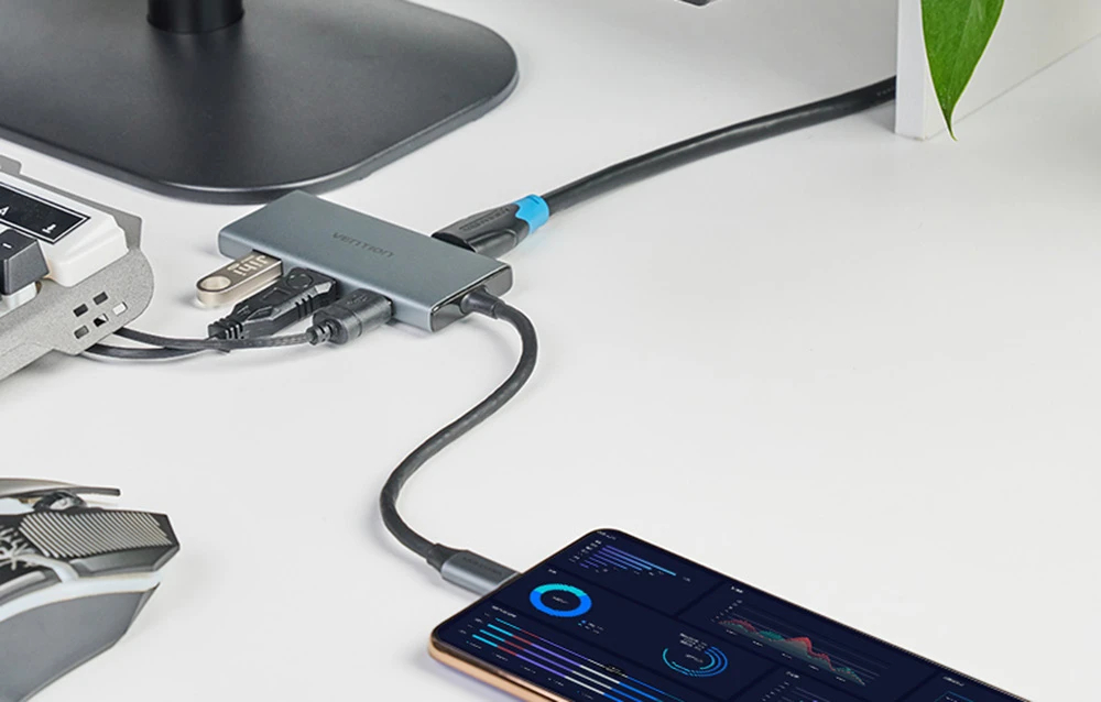 Vention докинг станция Docking Station Type-C - TOOHB - HDMI x 1, USB3.0 x 3, SD/TF