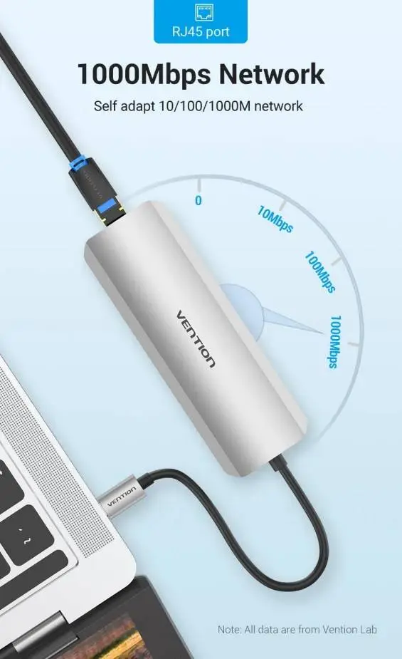 Vention докинг станция Docking Station Type-C - TOLHB - HDMI x 1, USB3.0 x 3, USB-C PD100W x 1, LAN x 1 (1Gbps), SD/TF, Audio