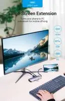 Vention докинг станция Docking Station Type-C - TOLHB - HDMI x 1, USB3.0 x 3, USB-C PD100W x 1, LAN x 1 (1Gbps), SD/TF, Audio