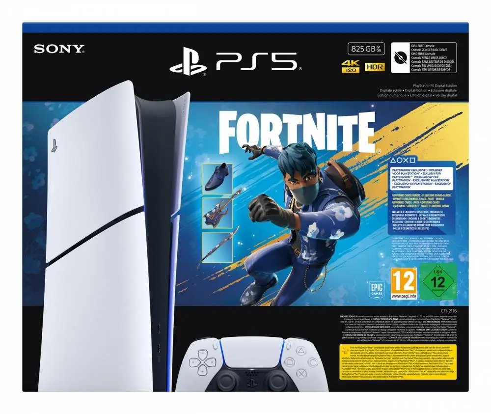 Конзола Sony PlayStation 5 Slim Edition 1TB SSD Wi-Fi White + Fortnite Blooming Chaos