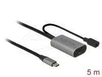 Delock Кабел активен удължителен USB-C към USB-C женско , 5m, (доп. DC захранващ сокет за опцион. захр.)