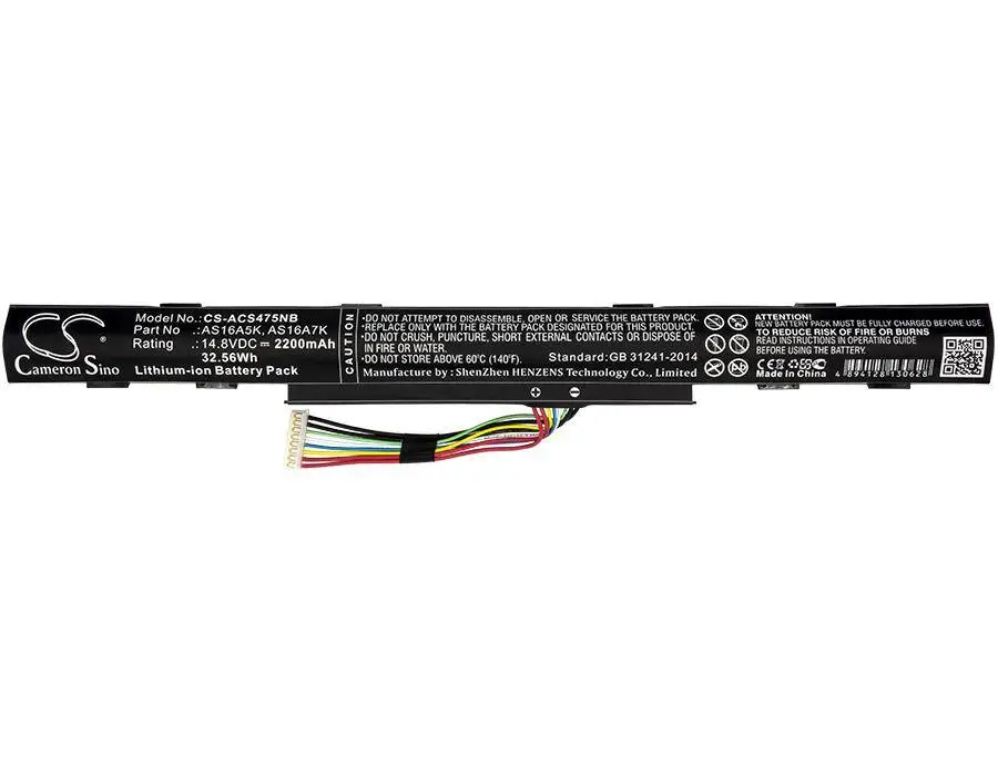 Μπαταρία για φορητό υπολογιστή ACER Aspire E5 476G 53KY; Aspire E5-575-36BC; Aspire F5-522-65GG  AS16A5K Liion 14.8V 2200mAh CAMERON SINO