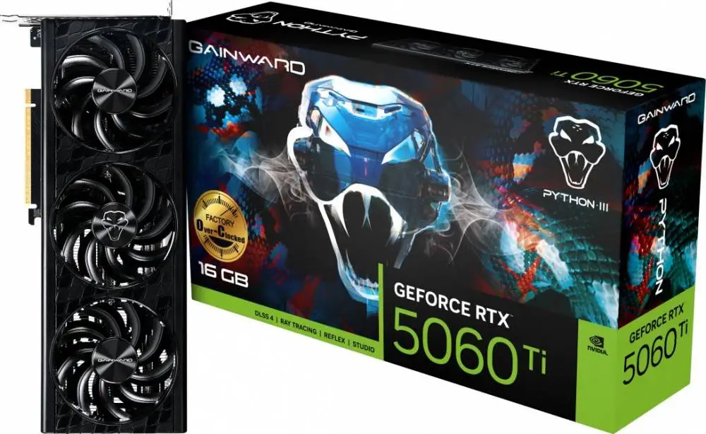 Видео карта Gainward GeForce RTX 5060 Ti Python III OC 16GB - NE7506TS19T1-GB2061T
