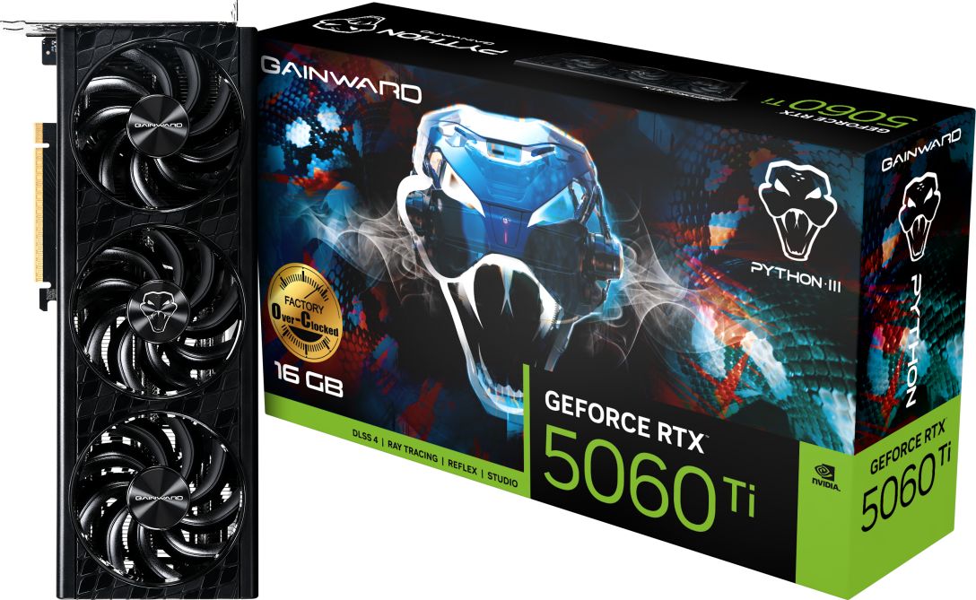 Видео карта Gainward GeForce RTX 5060 Ti Python III OC 16GB - NE7506TS19T1-GB2061T
