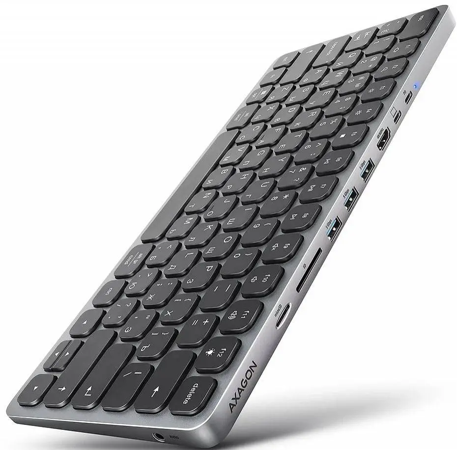 Клавиатура Axagon HMC-KB-CRL USB-C 5Gbps KEYBOARD 9in1 hub - RUS. HDMI, PD and 3 USB-A ports. USB-C cable 60 cm.