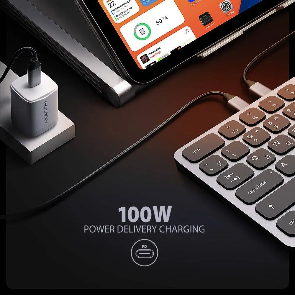 Клавиатура Axagon HMC-KB-CRL USB-C 5Gbps KEYBOARD 9in1 hub - RUS. HDMI, PD and 3 USB-A ports. USB-C cable 60 cm.