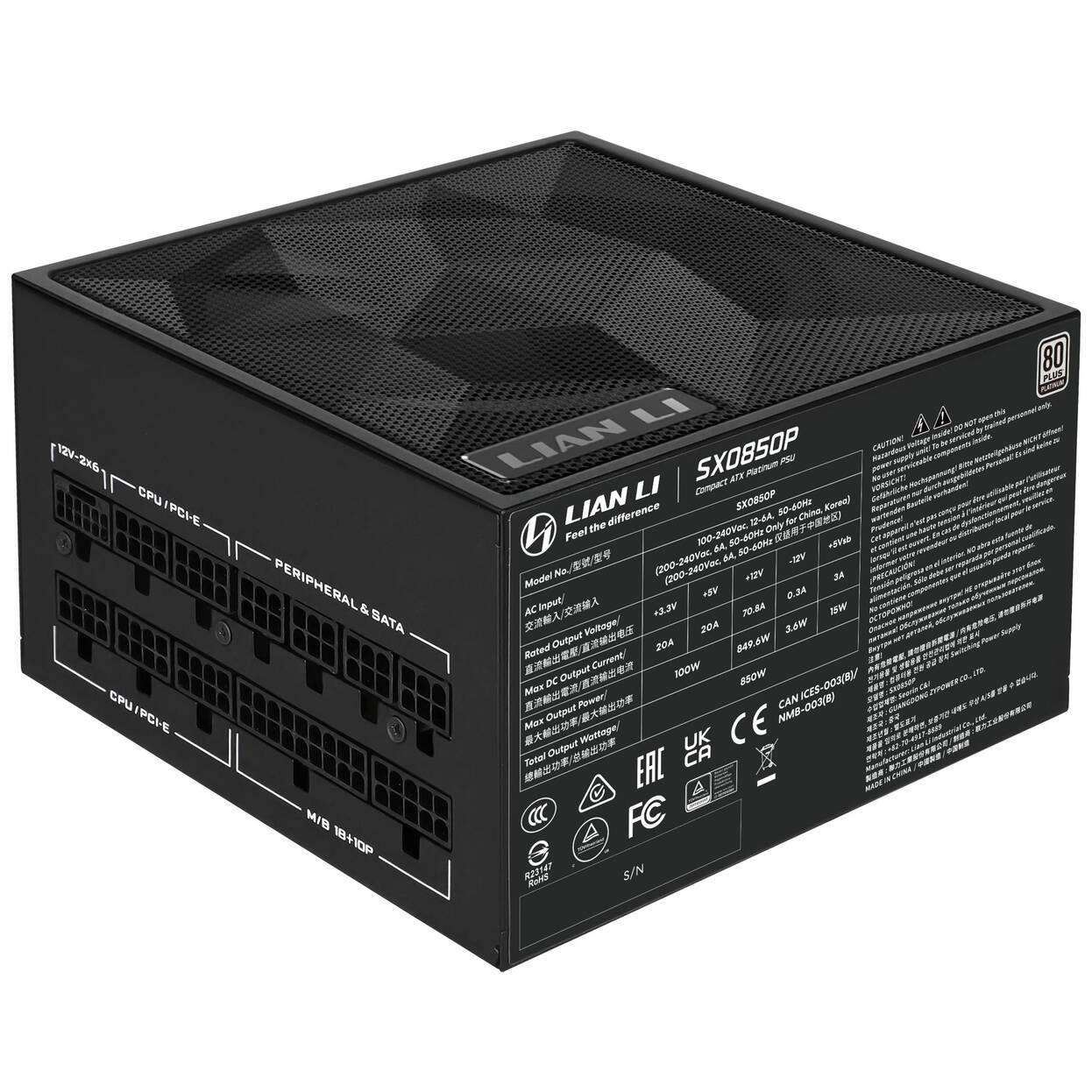 Захранване Lian Li SX850P Black 850W 80 Plus Platinum PCIe 5.1, ATX 3.1