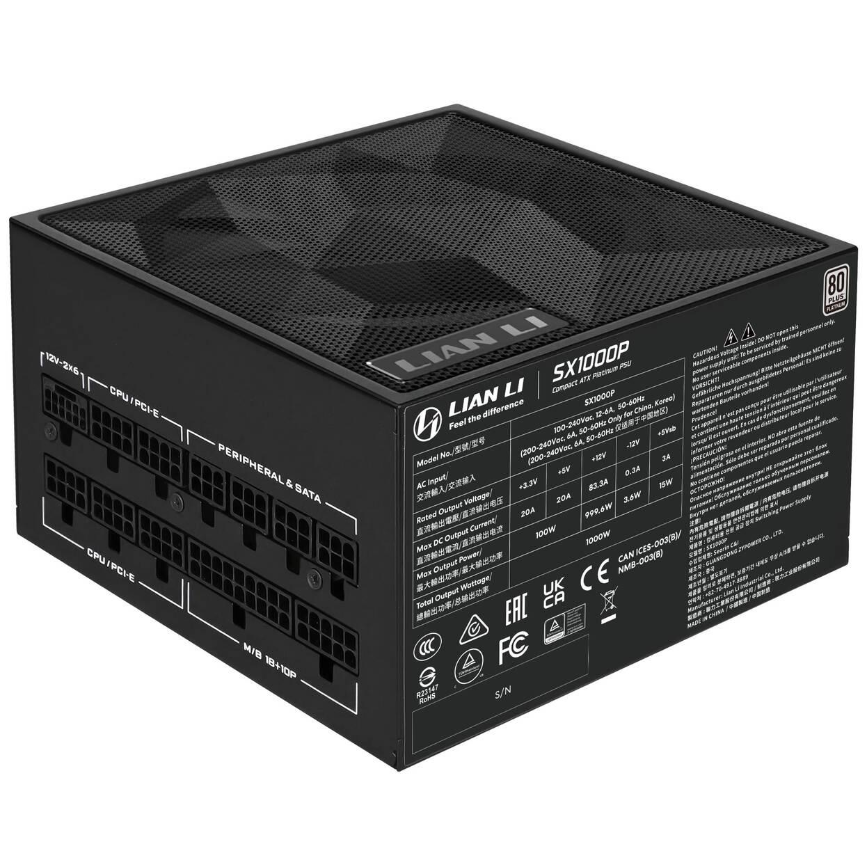 Захранване Lian Li SX1000P Black 1000W 80+ Platinum PCIe 5.1, ATX 3.1