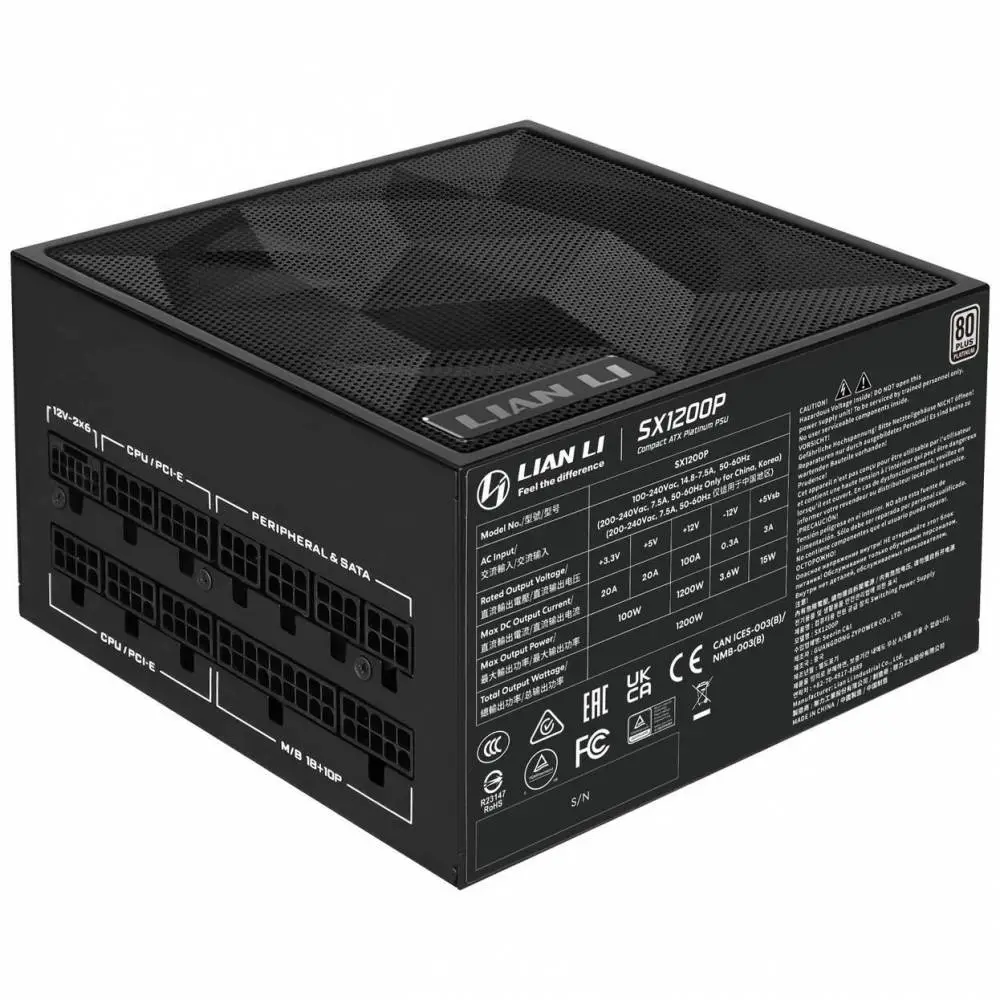 Захранване Lian Li SX1200P Black 1200W 80 Plus Platinum PCIe 5.1, ATX 3.1