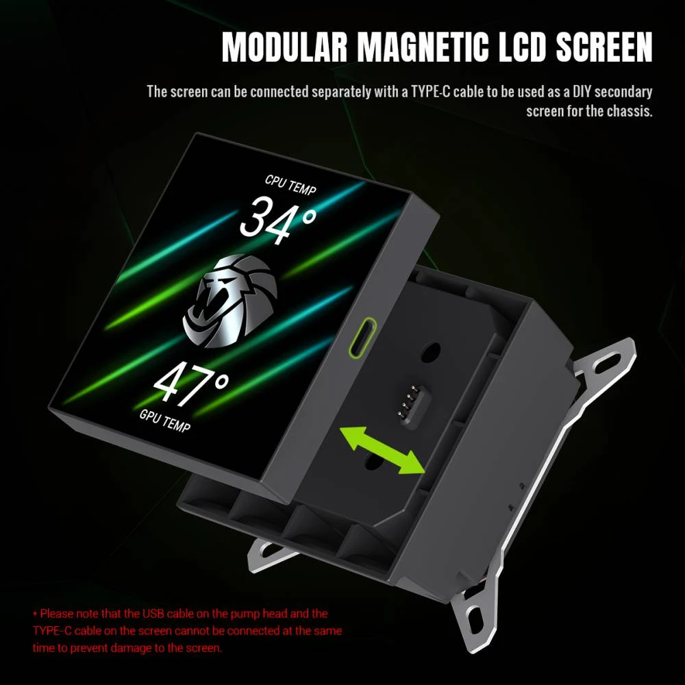 Gamemax водно охлаждане Water Cooling GLACIER 360 LCD BK - Addressable RGB