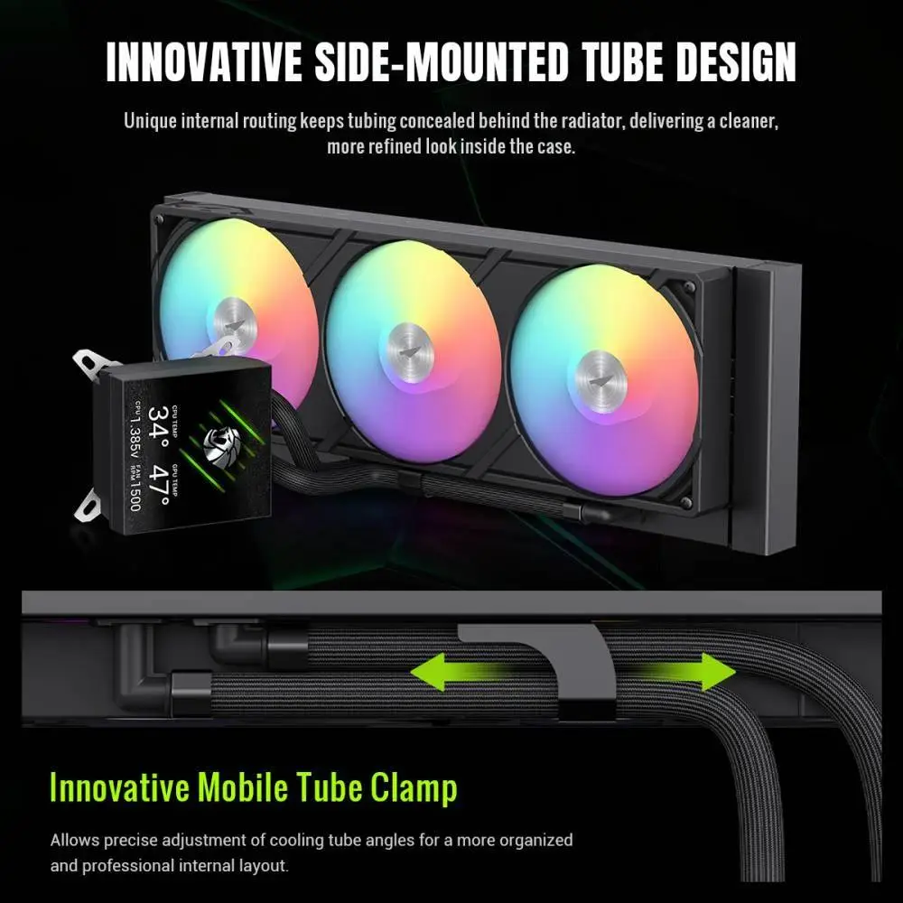 Gamemax водно охлаждане Water Cooling GLACIER 360 LCD BK - Addressable RGB