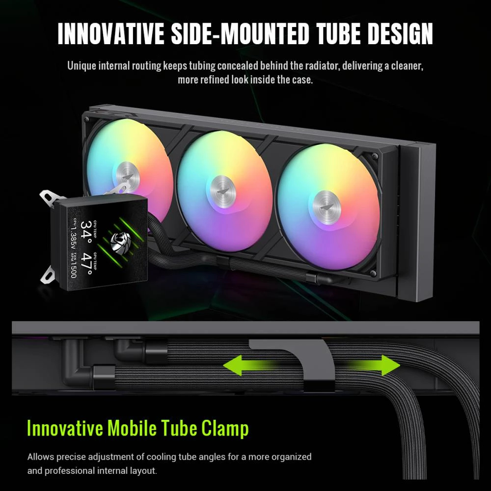 Gamemax водно охлаждане Water Cooling GLACIER 360 LCD BK - Addressable RGB