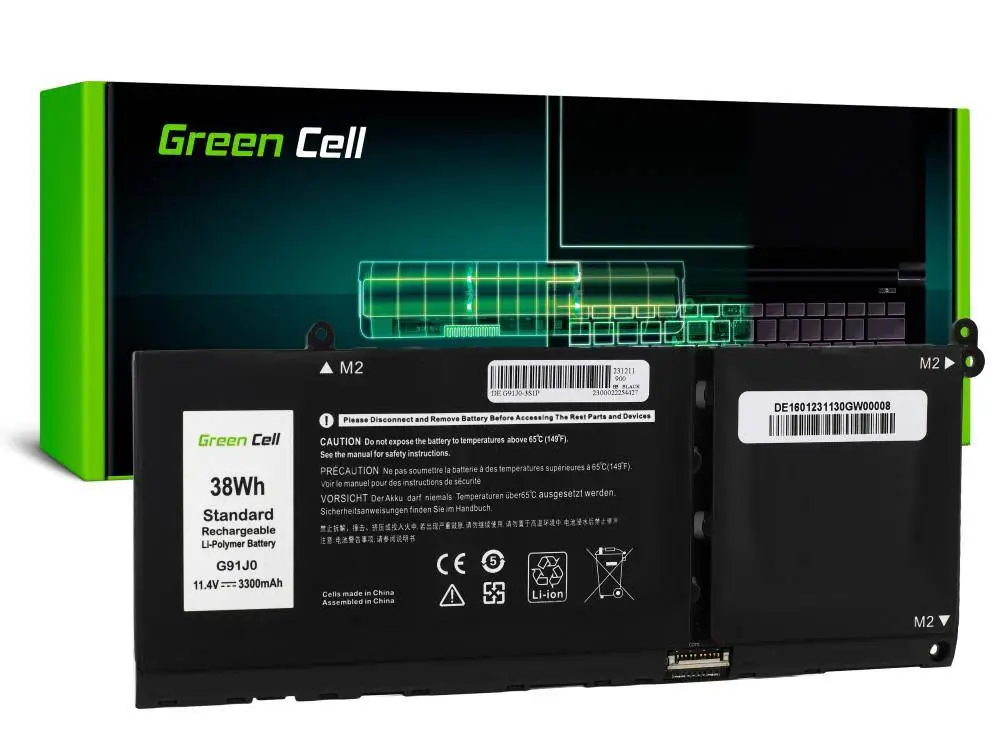 Батерия за лаптоп Dell Latitude 3320 3330 3520 Inspiron 15 3511 3525 5510 G91J0 11.4V 3300mAh LiPo GREEN CELL