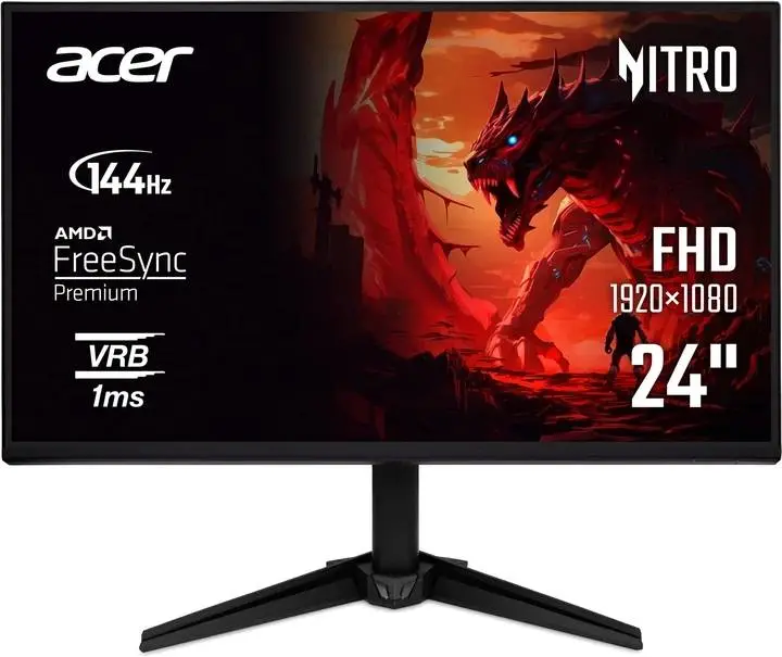 Монитор Acer Nitro QG241YP6bmipx, 23.8'' FHD (1920x1080) IPS, ZeroFrame, 144Hz, 1ms(VRB), HDMI, DP, Audio out, Speakers, AMD FreeSync, Black