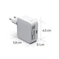 HAMA Бързо зарядно, 65 W, GaN, 2x USB-C, с разтегателен кабел 0.7м, бял