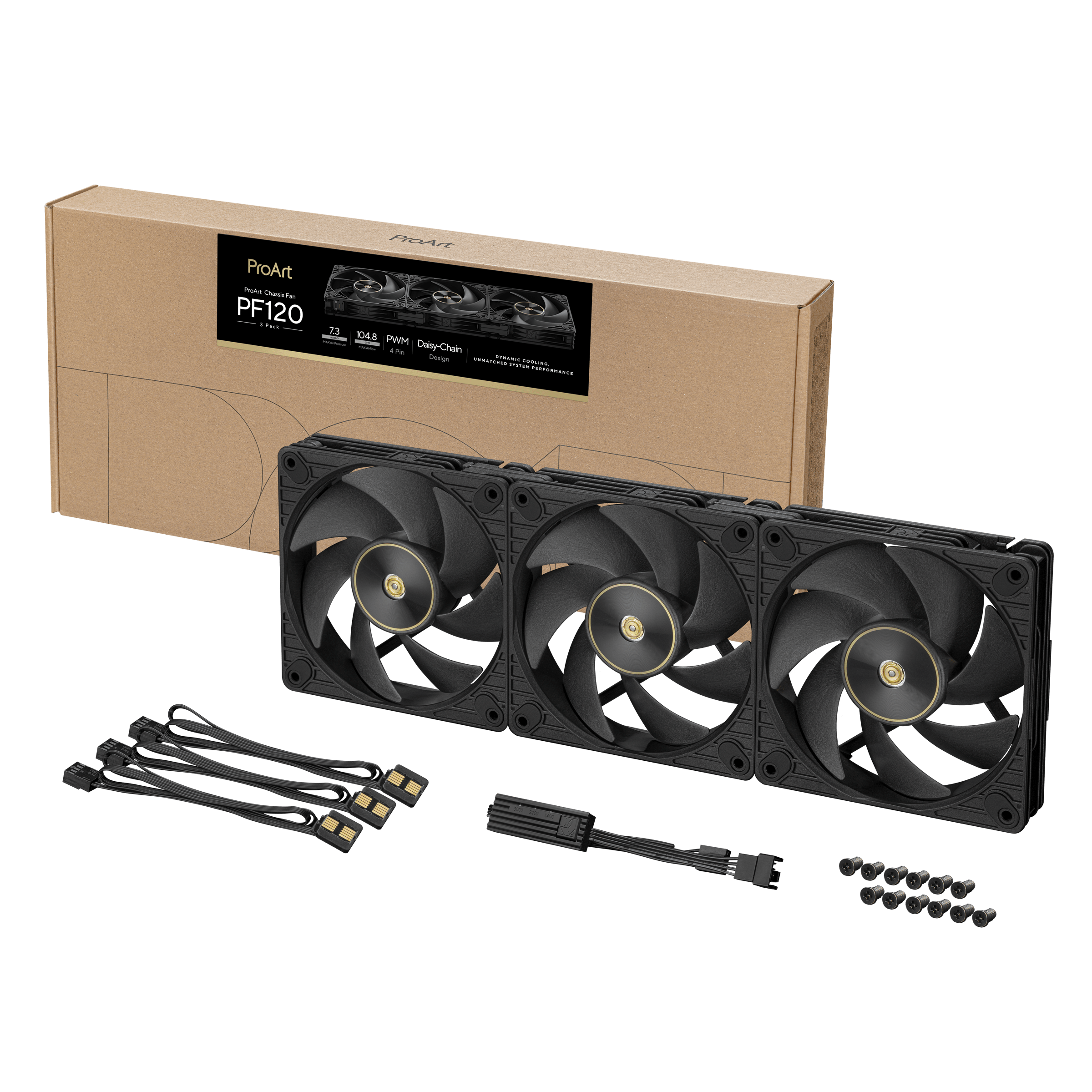Комплект Вентилатори 3в1 ASUS PROART PF120 PWM - Black 120x120x28 mm