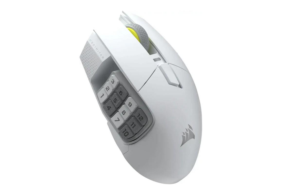 Геймърскa оптична мишка CORSAIR SCIMITAR ELITE WIRELESS SE White, 33000 DPI