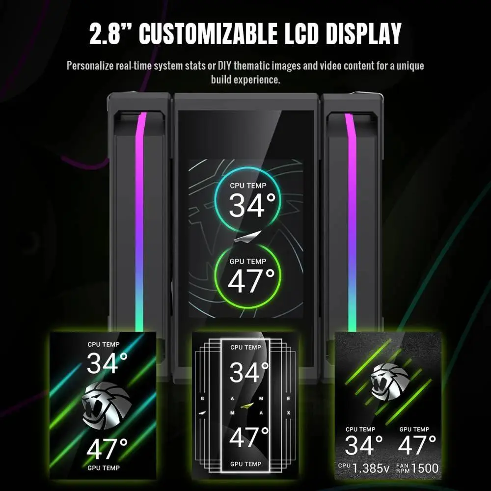 Охладител за процесор Gamemax Sigma 620 LCD Black ARGB CPU Cooler