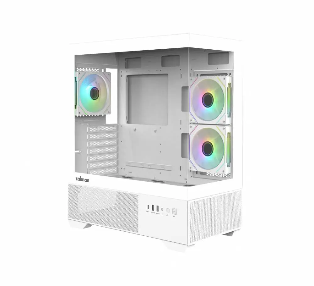 Zalman Gehäuse ATX - Chronix WHITE V2 - 3 x 120 mm A-RGB, USB-C, Tempered Glass