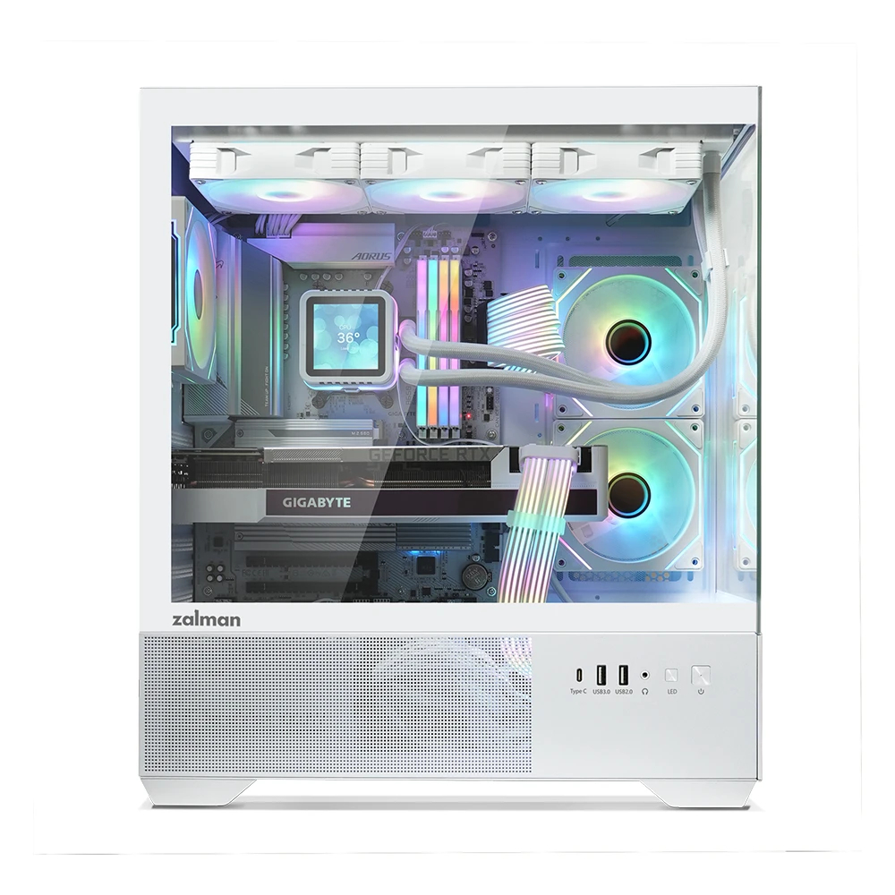 Zalman case ATX - Chronix WHITE V2 - 3 x 120 mm A-RGB, USB-C, Tempered Glass