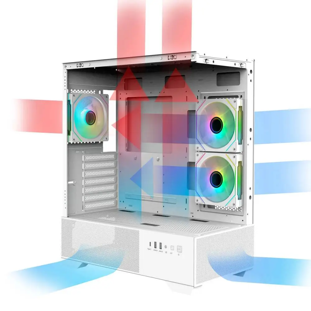 Zalman кутия Case ATX - Chronix WHITE V2 - 3 x 120 mm A-RGB, USB-C, Tempered Glass