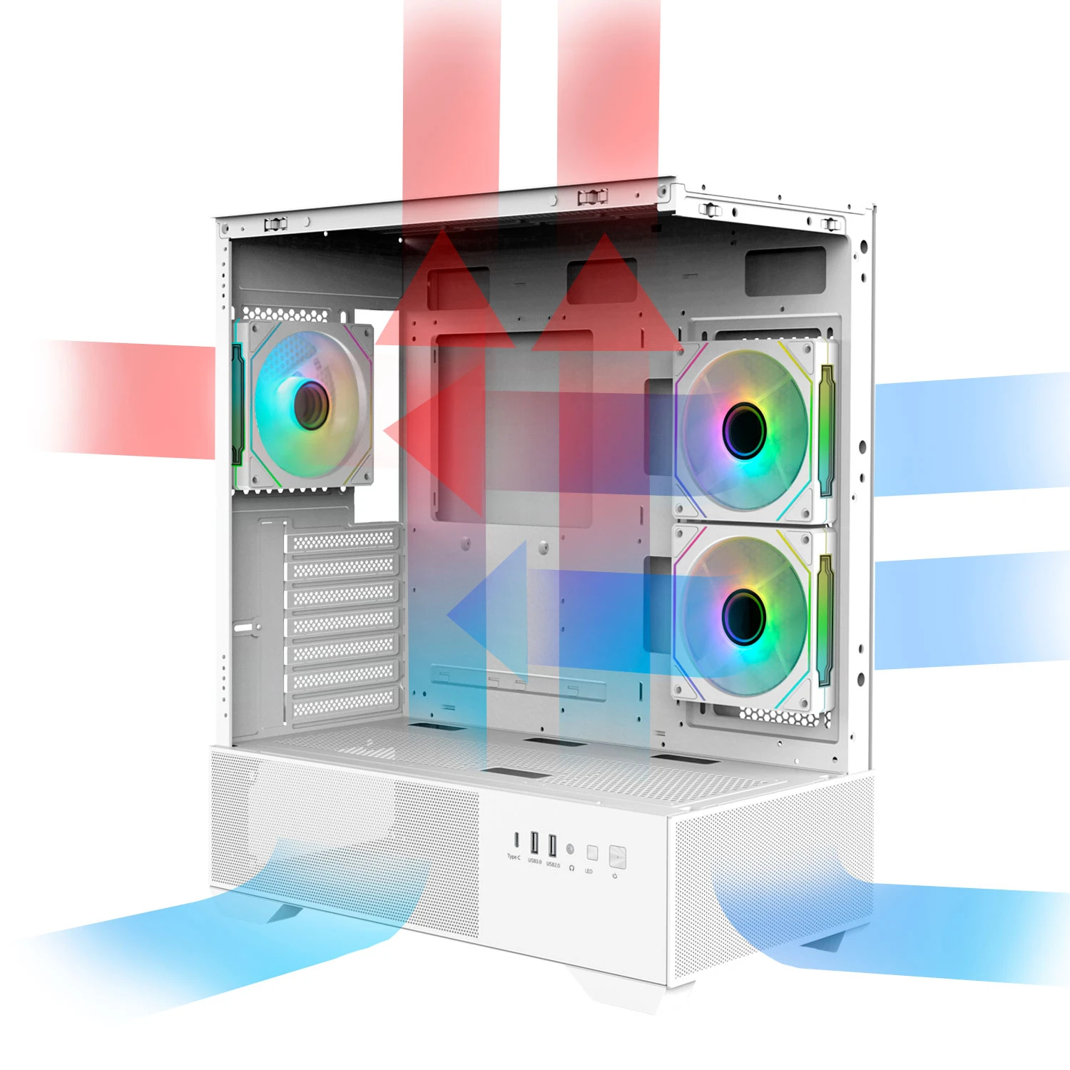 Zalman case ATX - Chronix WHITE V2 - 3 x 120 mm A-RGB, USB-C, Tempered Glass