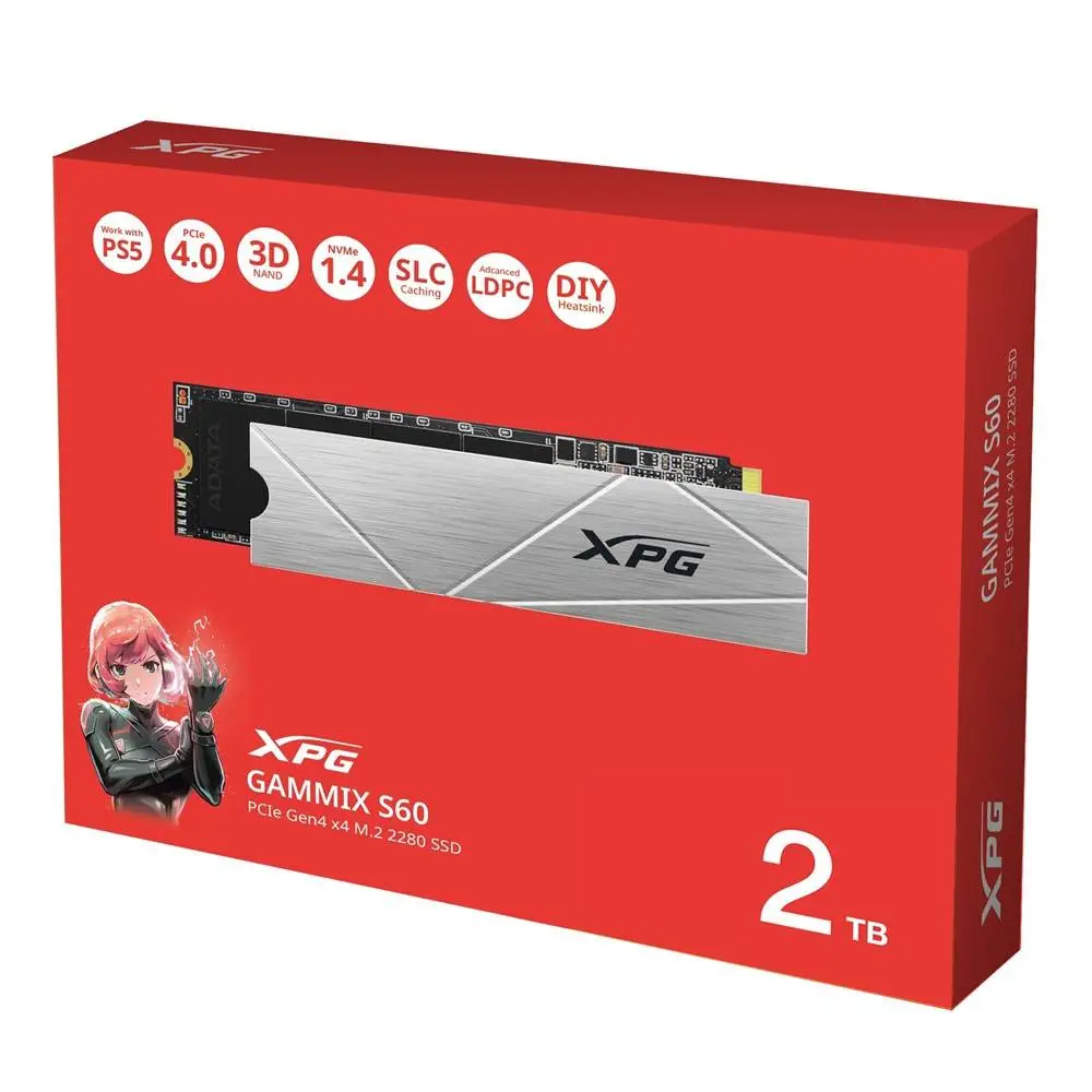 Диск SSD ADATA GAMMIX S60 2TB PCIe Gen4 x4 M.2 2280 NVMe - AGAMMIXS60-2T-CS