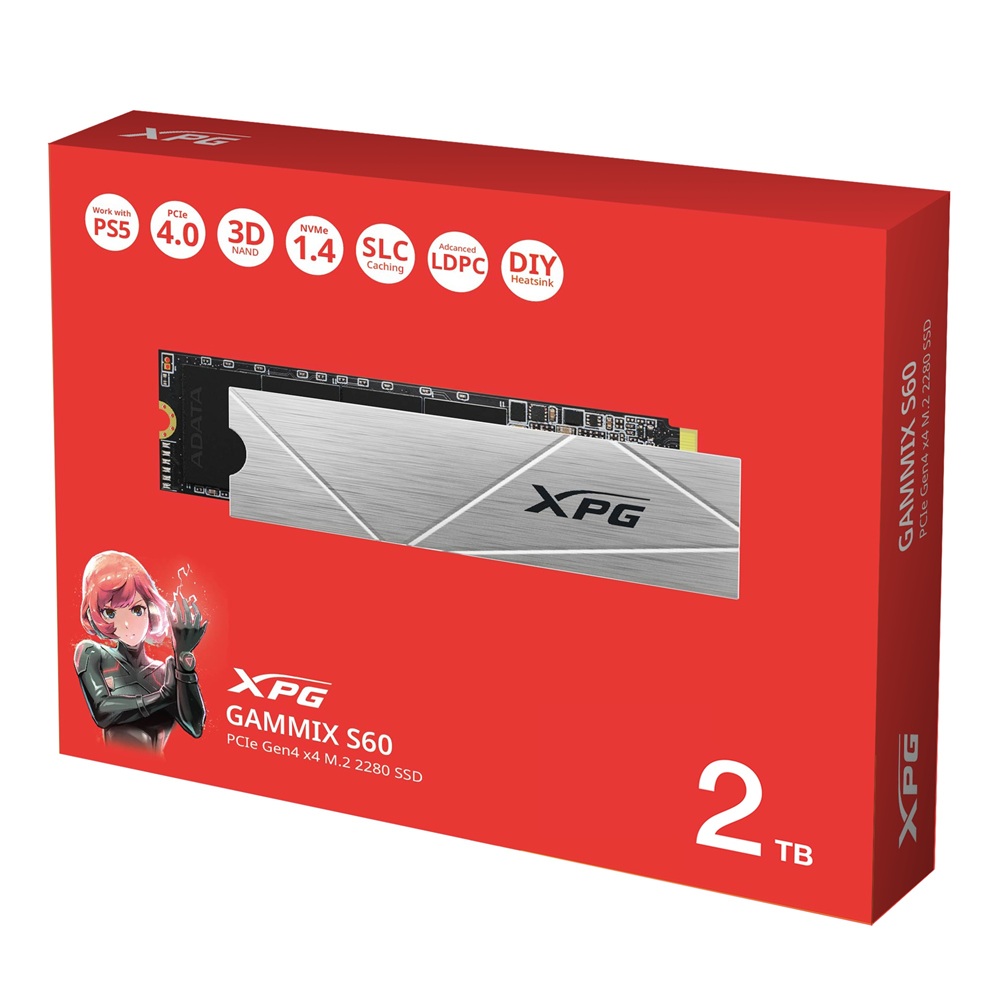 Диск SSD ADATA GAMMIX S60 2TB PCIe Gen4 x4 M.2 2280 NVMe - AGAMMIXS60-2T-CS 