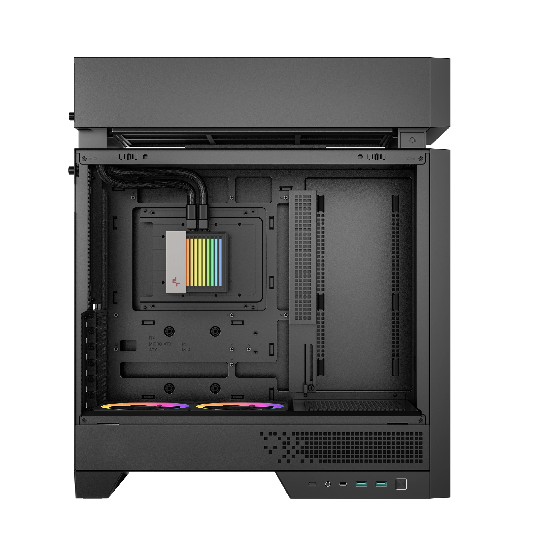 DeepCool кутия Case ATX - CL6600 - Modular Split-Chamber, 360 mm AIO Pre-Installed, 2 ARGB fans