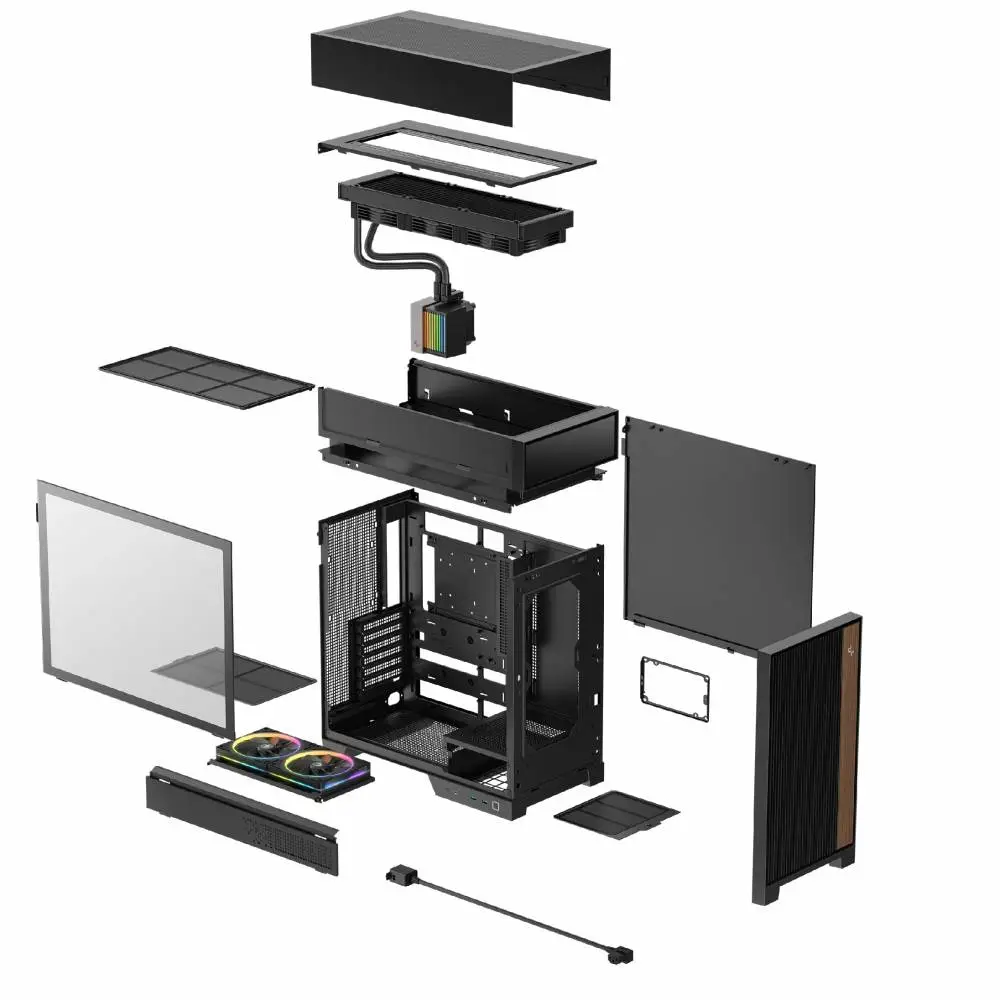 DeepCool кутия Case ATX - CL6600 - Modular Split-Chamber, 360 mm AIO Pre-Installed, 2 ARGB fans