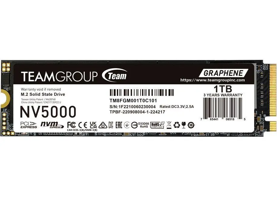 Диск SSD Team Group NV5000, 1TB M.2 2280 NVMe PCIe 4.0 - TM8FGM001T0C101