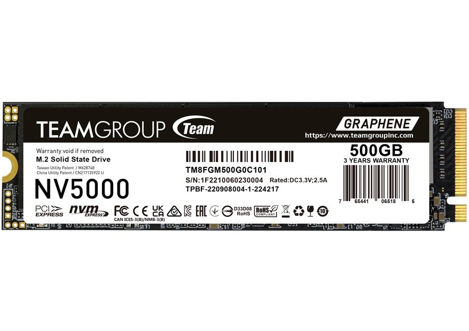 SSD Team Group NV5000, 500GB M.2 2280 NVMe PCIe 4.0 - TM8FGM500G0C101