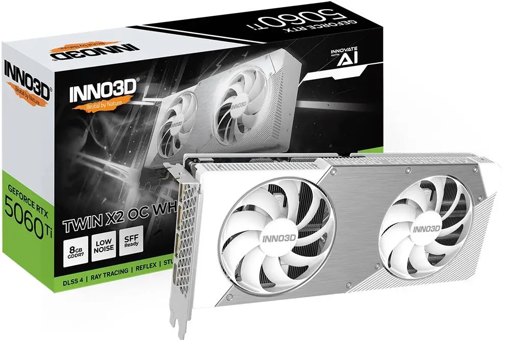 Видео карта Inno3D GeForce RTX 5060 Ti 8GB GDDR7 X2 OC White - N506T2-08D7X-193075W