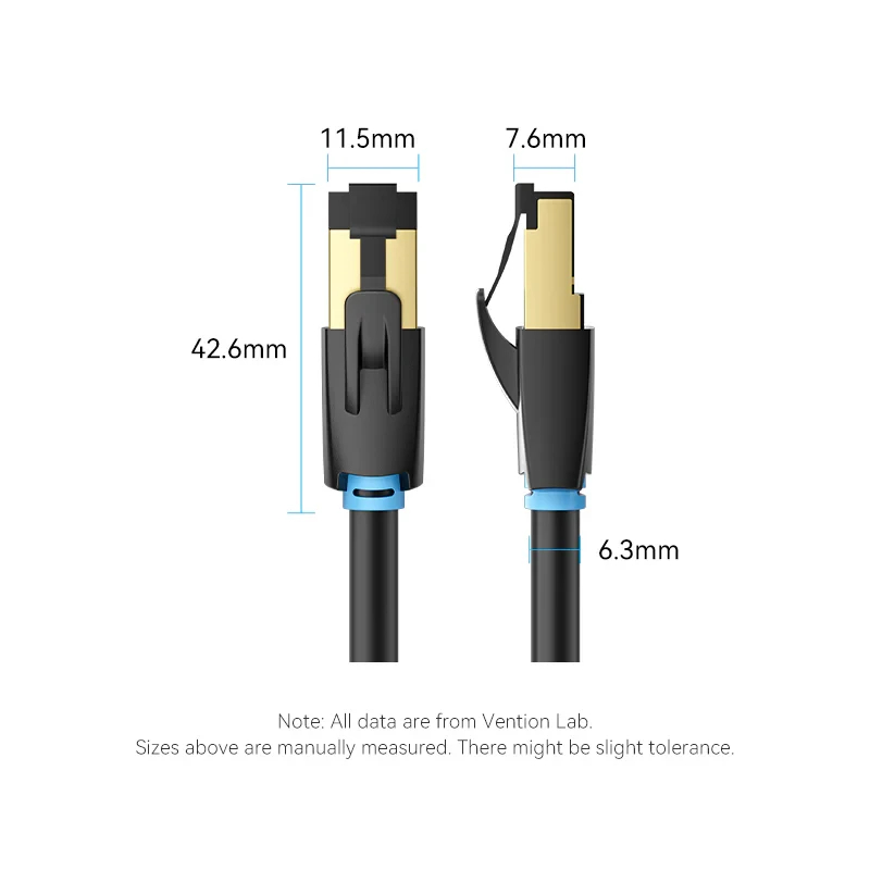 Vention Кабел LAN SFTP Cat.8 Patch Cable - 5.0M Black 40Gbps - IKABJ