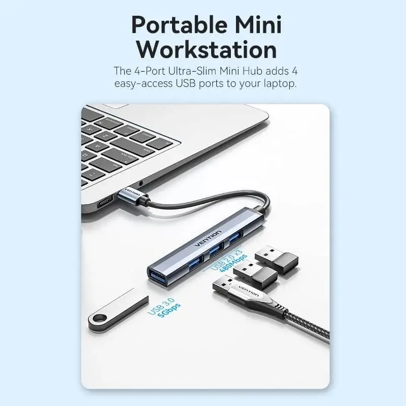 Vention хъб USB3.0 HUB 4 port Aluminium - CKOHB