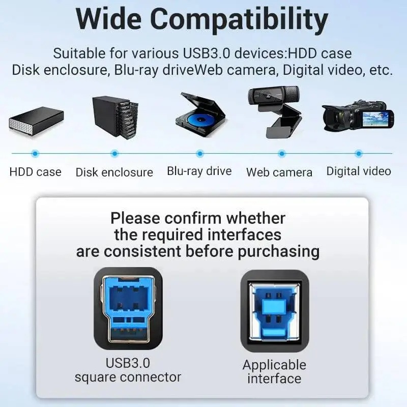 Vention Кабел USB 3.0 AM / BM - 0.5M Black - COOBD