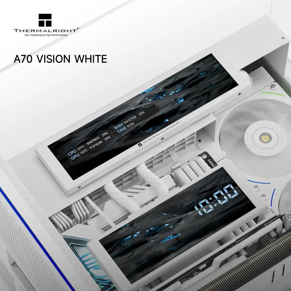 Thermalright кутия Case ATX - TR-A70 Vision White - 9.16 inch LCD Display, USB-C